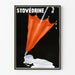 Vintage-Poster Regenschirm Stovédine in Rot und Schwarz