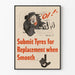 Vintage-Poster zur Kennzeichnung des Austauschs glatter Reifen