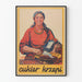 Vintage-Küchenposter mit Frau, Zucker und Früchten
