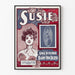 Vintage Dekorationsposter Susie mit Porträt und Rosen