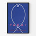 Grafisches Wandposter Blau TAKAI