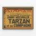 Vintage-Filmplakat Tarzan und seine Begleiterin Johnny Weissmuller — gerahmtes Bild an der Wand