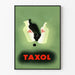 Vintage-Poster Taxol-Flasche und Tabletten für Wanddekoration