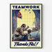 Vintage-Poster TEAMWORK Thanks Pal - Retro-Flugzeug-Wanddekoration