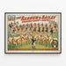 Vintage-Poster von Barnum & Bailey mit den 10 Creme-Hengsten von John Ducander — gerahmtes Bild an der Wand
