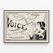 Vintage-Poster The Cleveland Voice Illustration in Schwarzweiß — gerahmtes Bild an der Wand