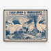Vintage-Poster vom Großen Zirkus von John Robinson mit weißen Pelikanen — gerahmtes Bild an der Wand