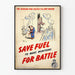 Vintage-Poster Energieeinsparung – Kraftstoff sparen für den Kampf