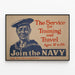 Vintage-Poster für die Rekrutierung der US-Marine zur Wanddekoration — gerahmtes Bild an der Wand