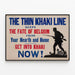Vintage-Militärposter The Thin Khaki Line — gerahmtes Bild an der Wand