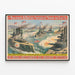 Vintage-Poster Schlachtschiff und Zerstörung der spanischen Flotte — gerahmtes Bild an der Wand