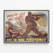 Vintage-Militärposter « Geben Sie ihnen mehr Feuerkraft » — gerahmtes Bild an der Wand