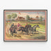 Vintage-Poster eines Trabrennens mit Kaltblutpferden — gerahmtes Bild an der Wand