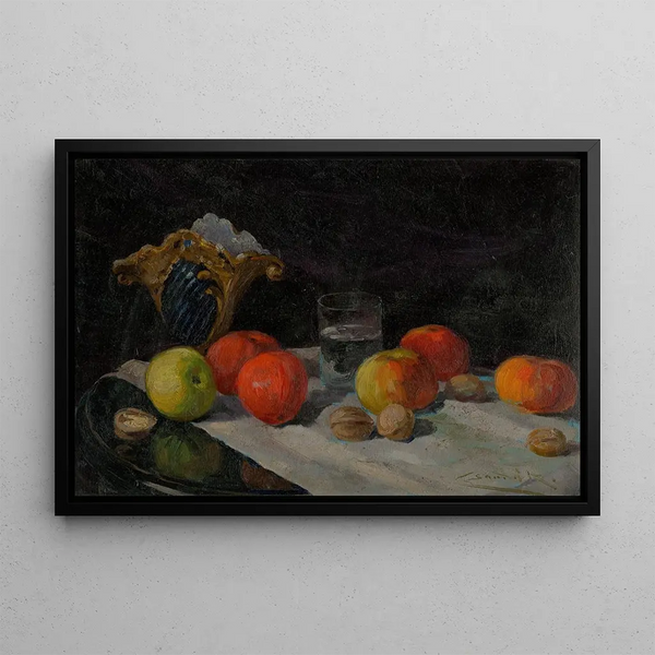 Natur stillleben mit Äpfeln - Ludovit Ordok — gerahmtes Bild an der Wand