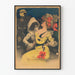 Vintage-Poster Pierrot und junge Frau in gelbem Kleid