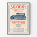 Vintage-Poster Mathis 30 000 km in 30 Tagen - Wanddekoration Automobil
