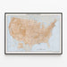 Reliefkarte der Vereinigten Staaten von Amerika - Detailliertes geografisches Poster — gerahmtes Bild an der Wand