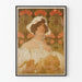Vintage-Poster einer eleganten Frau mit dekorativen Blumen und Früchten
