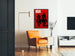 Dekoratives Poster USA Cowboys in schwarzer Silhouette auf rotem Hintergrund