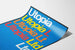 Poster Utopia Ltd - Farbiger typografischer Entwurf auf blauem Hintergrund