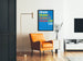 Poster Utopia Ltd - Farbiger typografischer Entwurf auf blauem Hintergrund