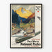Vintage-Poster des Nationalparks Far West USA-Canada mit Zug