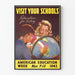 Vintage-Poster Amerikanische Bildung 1943 Besuch Ihrer Schulen