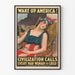 Vintage-Poster „Wake Up America“ für patriotische Wanddekoration