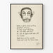 Vintage-Kriegsplakat mit poetischem Text und stilisiertem Porträt