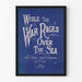 Vintage-Poster 'While The War Rages Over The Sea' in Intensivblau