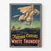 Vintage-Poster White Thunder mit Reiter und weißem Pferd