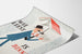 Vintage-Poster Mann liest unter einem Regenschirm in Buchform