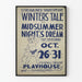 Vintage-Poster Theater Winter's Tale und Sommernachtstraum